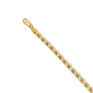 Black Bow Jewelry 14k Yellow Gold 4.25mm Diamond Cut Solid Rope Chain Necklace - 1 of 4