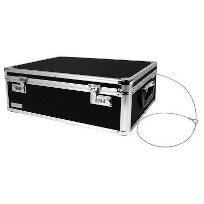 Vaultz Locking Storage Chest - Black: Secure Office Supplies Organizer, PVC & MDF, 18x13x6, Desk Document Holder