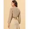 Allegra K Women's Cropped Open Front Collarless Long Sleeve Faux Fur Jacket - 4 of 4