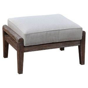 Courtyard Casual Bermuda FSC Teak  Ottoman  FSC FSC Teak Rustic Taupe Stain with Weathered Gray Wicker  Fully Assembled - 1 of 4