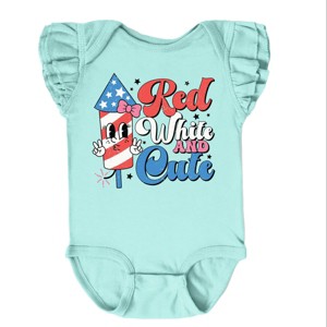 The Juniper Shop Red White and Cute Firework  Flutter Sleeve Bodysuit - 1 of 4
