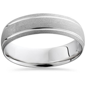 Pompeii3 Mens 950 Platinum Brushed Comfort Fit Wedding Ring Band - 1 of 4