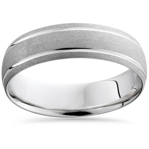 Pompeii3 Mens 10k White Gold Comfort Sandblast Finish Wedding Band Target