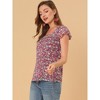 INSPIRE CHIC Women's Chiffon Ruffle Sleeve Square Neck Floral Print Blouse - 4 of 4