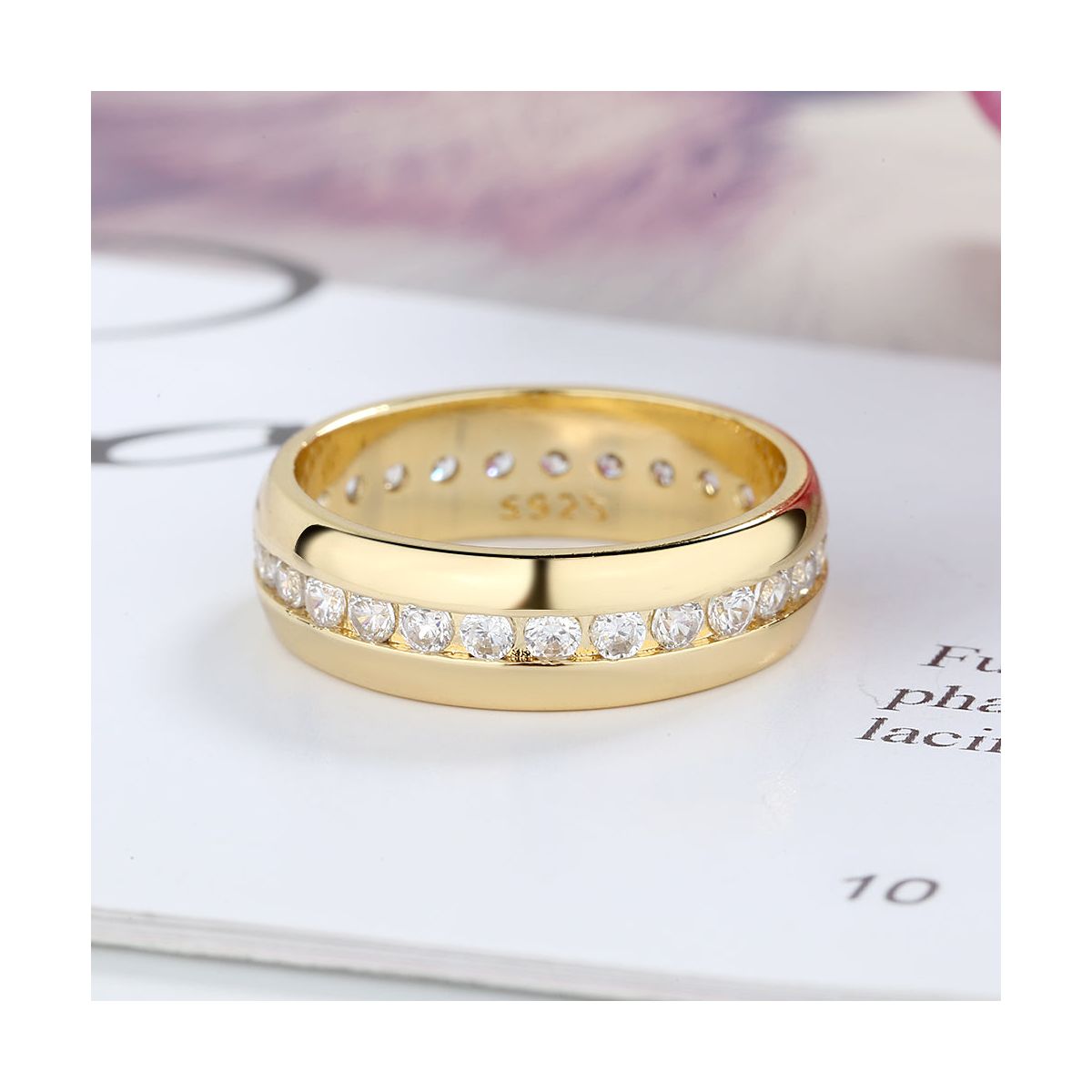 Amy and Annette 14K Gold Channel Set Eternity Band Ring with Crystals - thumbnail 4
