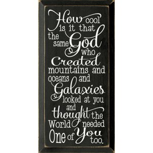 Slickblue Inspirational Christian Wood Sign – God Created You Too Quote – Rustic Wall Accent – 9x18, Black-White - 1 of 3