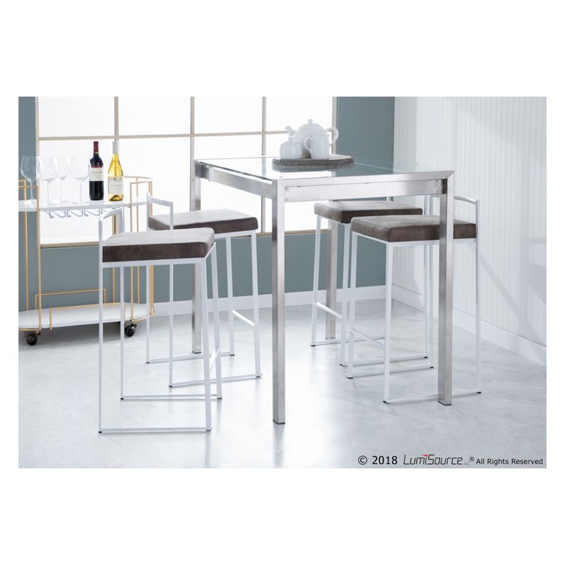 Set of 2 26&#34; Fuji Contemporary Counter Height Barstools White/Stone Gray - LumiSource, 3 of 15