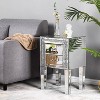 VINGLI Mirror Nightstand with Drawer, Silver Mirrored Glass End Table, Crushed Diamond Glitter - 2 of 4