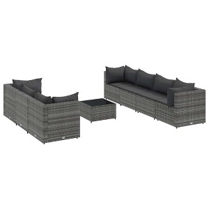 vidaXL Patio Lounge Set with Cushions Sectional Sofa Garden Backyard Poly Rattan - Gray 7 Piece - 1 of 4