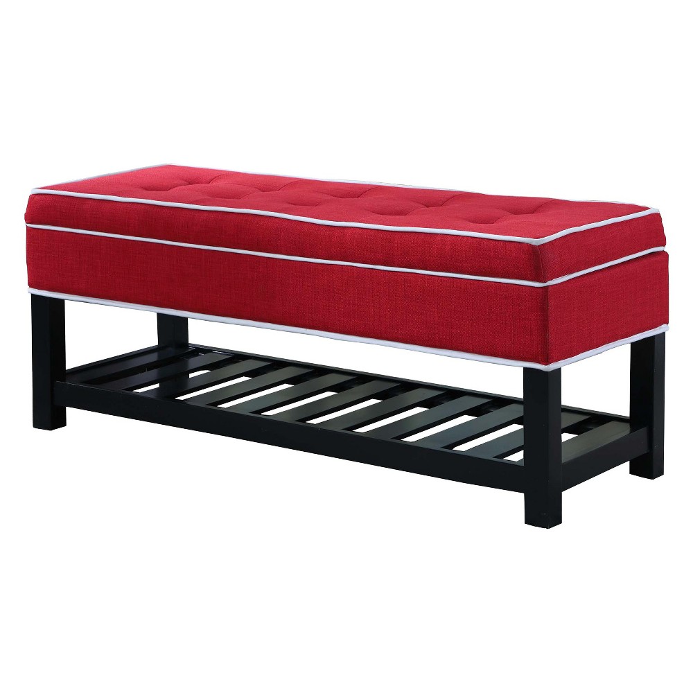 Tufted Storage Bench With Shoe Tray Red Ore International