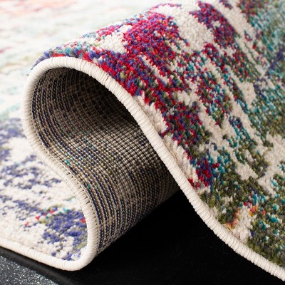 Blue and Green Abstract Synthetic Area Rug