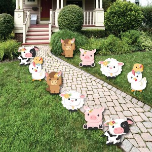 Big Dot of Happiness Girl Farm Animals - Lawn Decorations - Outdoor Pink Barnyard Baby Shower or Birthday Party Yard Decorations - 10 Piece - 1 of 4
