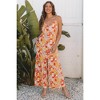 Amaryllis Women's Sleeveless Floral Print Jumpsuit Adjustable Spaghetti Straps Wide Leg One-Piece Outfit - 3 of 4