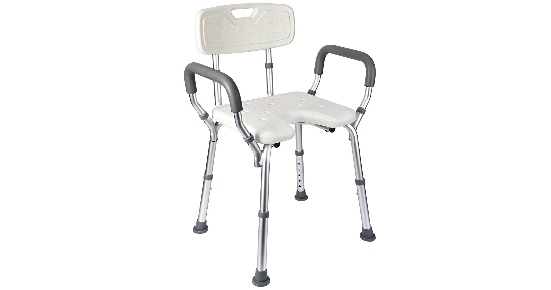 Whizmax U Shower Chair Seat with Padded Armrests for Bathtub Slip Resistant Shower Seat Adjustable Height Shower Chair 350 lb Capacity