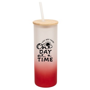 Elanze Designs You Got This One Day At A Time Sun Wrap-Around Design 25 Ounce Frosted Gradient Glass On-The-Go Coffee Travel Skinny Tumbler Mug Cup, - 1 of 1