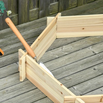 Natural Wood Hexagon Raised Garden Bed Planter for Outdoor Plants
