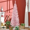 HOMCOM 5 FT Artificial Pencil Christmas Tree, Slim Xmas Tree with 294 Realistic Branch Tips and Foldable Metal Stand, Pink - 3 of 4