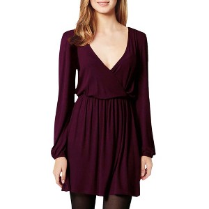 Clearlove Women's Deep V Neck Long Sleeve Dress Mini Dress High Waist Flowy Cocktail Wedding Guest Dress - 1 of 4