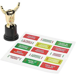Fun Express Ugly Sweater Costume Trophy for Christmas - 12 Pieces - 1 of 4