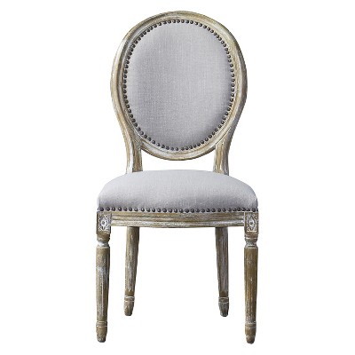 Clairette Beige Microfiber and Birch Wood Traditional French Accent Chair