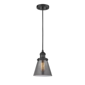 Cone - 1 Light Cord Hung Mini Pendant In Industrial Style-8 Inches Tall and 6 Inches Wide - 1 of 1