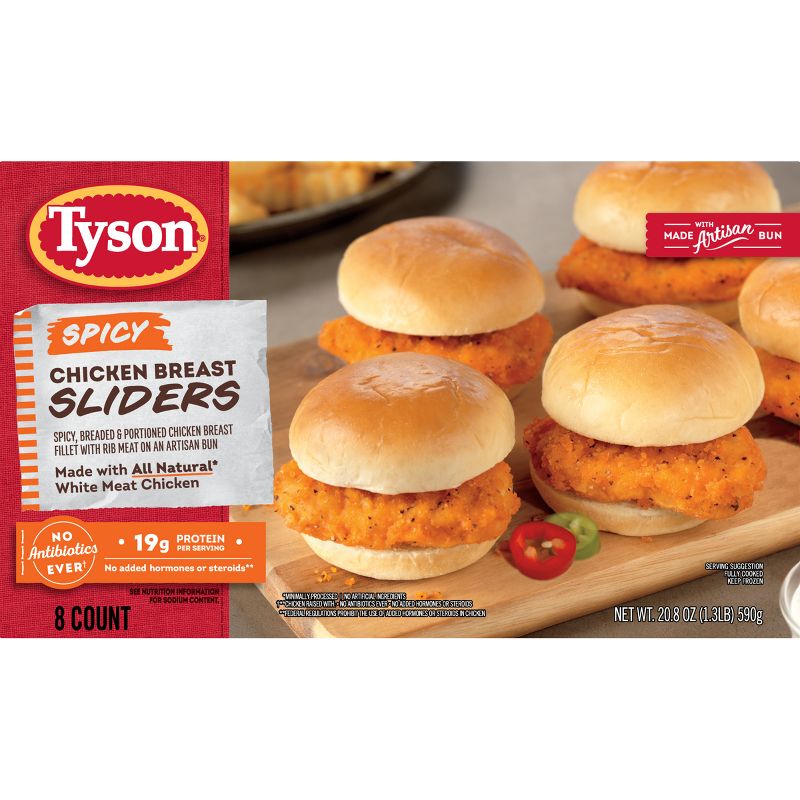 Tyson Frozen Chicken Sliders Spicy - 8ct/20.8oz, 3 of 8
