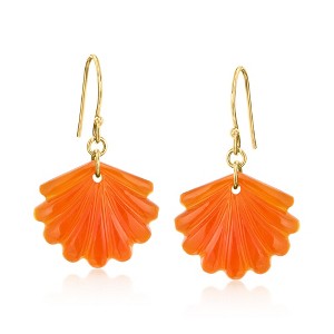 Ross-Simons Carved Carnelian Seashell Drop Earrings in 18kt Gold Over Sterling - 1 of 3