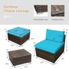 Tangkula 5-Piece Outdoor Rattan Wicker Sofa Set Lounge Chair with Turquoise Cushions - 2 of 4