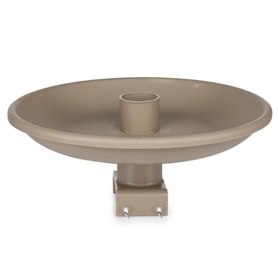 Tan Plastic Heated Birdbath with Deck Mount and Thermostat