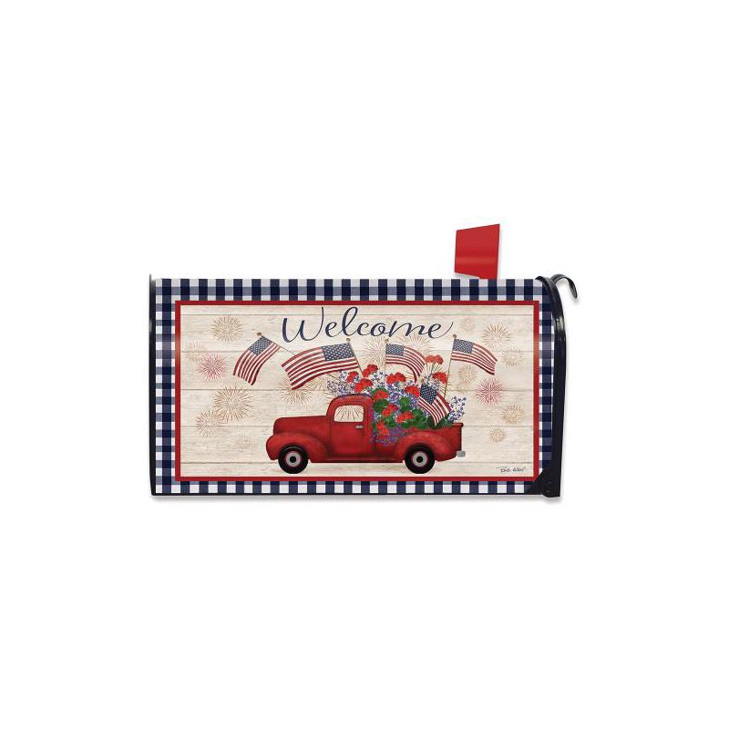 Stars And Stripes Truck Patriotic Magnetic Mailbox Cover Standard Briarwood Lane, 1 of 4