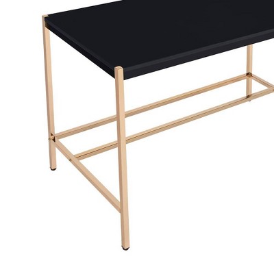 Sleek 45" Black Wood Writing Desk with USB Port and Filing Cabinet