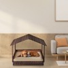 BENCMATE Pet Crates and Houses Premium Wicker Pet House, Elevated Indoor and Outdoor Rattan Dog Bed with Plush Cushion, Brown, 32.1"*27.6"*5.3" - 2 of 4