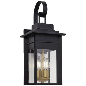 Franklin Iron Works Rustic Farmhouse Outdoor Wall Light Fixture Black 4-Light 21 1/2" Clear Glass Shade for Exterior Barn Deck House Porch Yard Patio - 1 of 4
