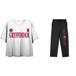 Harry Potter Gryffindor Ladies Sleep Set and Short Sleeve Tee and Jogger Pants - 1 of 4