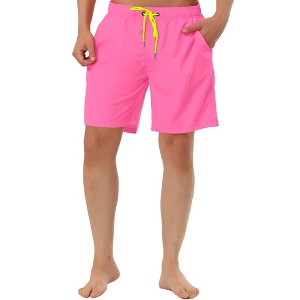 TATT 21 Men's Summer Solid Color Beach Drawstring Waist Mesh Lining Swim Shorts - 1 of 4