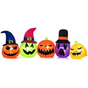 Costway 9 FT Inflatable Pumpkin Patch Family Blow up Yard Halloween Decoration with Built-in LED Lights and Witch Hats - 1 of 4