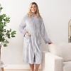 PAVILIA Womens Housecoat Zip Robe, Fleece Zipped Up Front Bathrobe, Plush Warm Long Zipper House Coat Lounger Pockets - 3 of 4