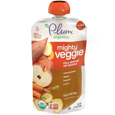 Plum Organics Mighty Veggie Sweet Potato Apple Banana Carrot Baby Food Pouch - 3.75oz