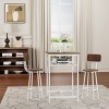 Hrinhom 3-Pieces Bar Set, With 2 bar stools,Wood Top and Metal Legs,Brown and White - 3 of 4