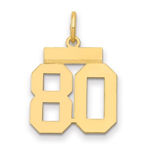Black Bow Jewelry 14k Yellow Gold, Athletic Collection, Small Polished Number 80 Pendant - 1 of 3