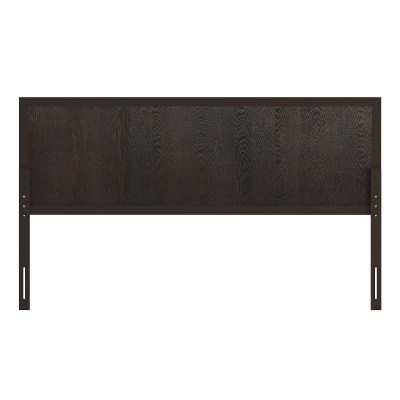 King Dark Brown Solid Wood and Metal Paneled Headboard