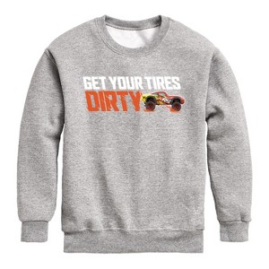 Boys' - Cars - Get Your Tires Dirty Graphic Long Sleeve Fleece Sweatshirt - 1 of 4