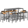 vidaXL Garden Bar Set Black PE Rattan, Powder-Coated Steel, Tempered Glass - 3 of 4