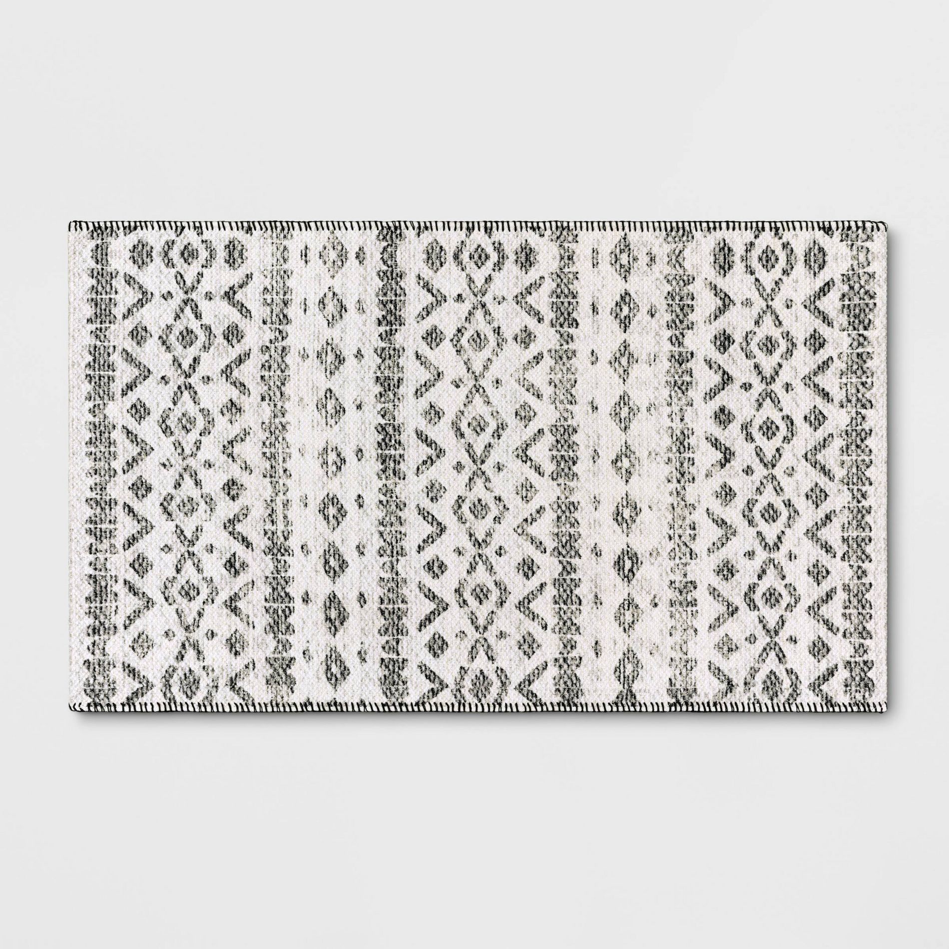 Washable Luna Aztec Diamond Printed Rug Black - Threshold™