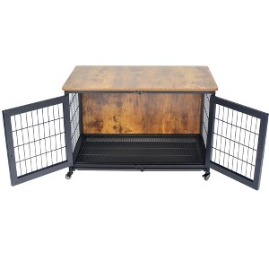 Dog Crate Furniture Style Heavy-Duty Dog House with Storage and Chew-Resistant Features, TV Stand with Double Doors, Modern End Table Crate Furniture - 1 of 4