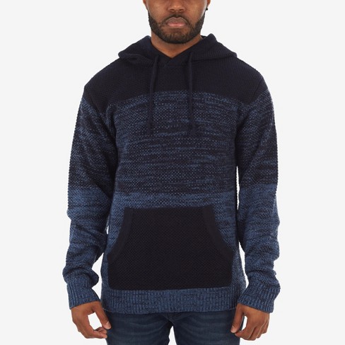 X Ray Men's Slim Fit Knitted Hoodie Sweater, Casual Color Block