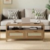 2 Tiers Boho Coffee Table with Storage,40¡± Mid Century Rattan Console Table with Drawers and Open Shelf - 4 of 4
