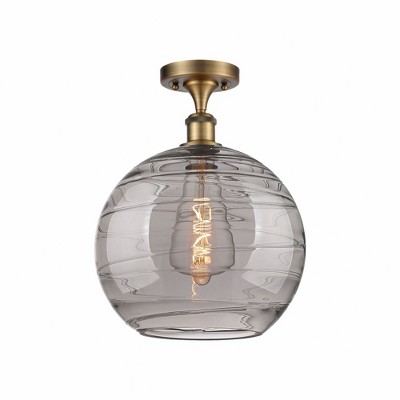 Athens Deco Swirl - 1 Light Semi-Flush Mount In Industrial Style-17 Inches Tall and 12 Inches Wide