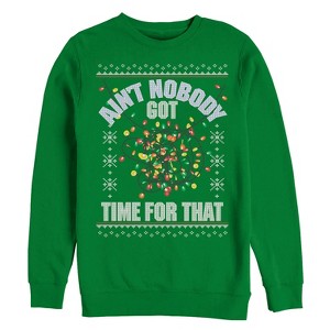 Men's Lost Gods Christmas Lights Nobody Got Time Sweatshirt - 1 of 3
