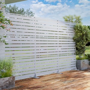 1-Piece White Galvanized Sheet Outdoor Screen Decorative Art Panel,Outdoor Garden Screen - 1 of 4